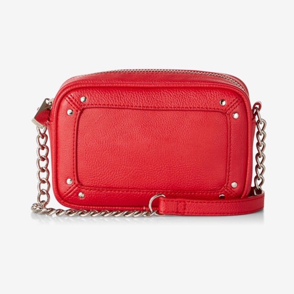 EXPRESS Mini Faux Leather Red Everyday Essential Crossbody Bag Silver Hardware